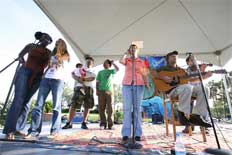 The performers on stage